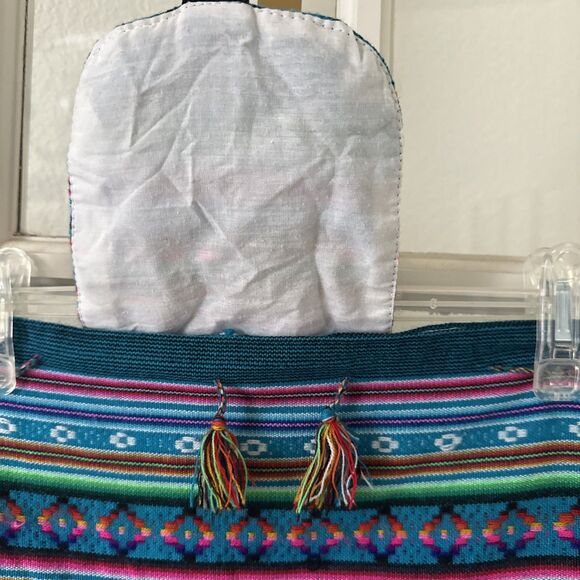 Large Backpack Tribal Striped Lightweight Drawstring Handmade Bag Beach Boho - Picture 7 of 11